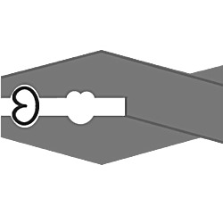 diagram of a crimp beads in the jaws of a pair of crimping pliers.