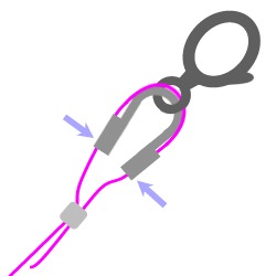 diagram of beading wire threading through a wire protector and back through a crimp bead