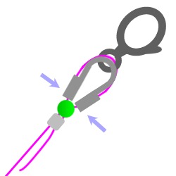 diagram of beading wire threading through a wire protector with a spacer bead