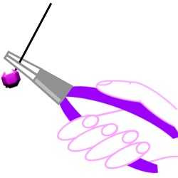 diagram of how to hold a pair of pliers to make a wrapped loop.